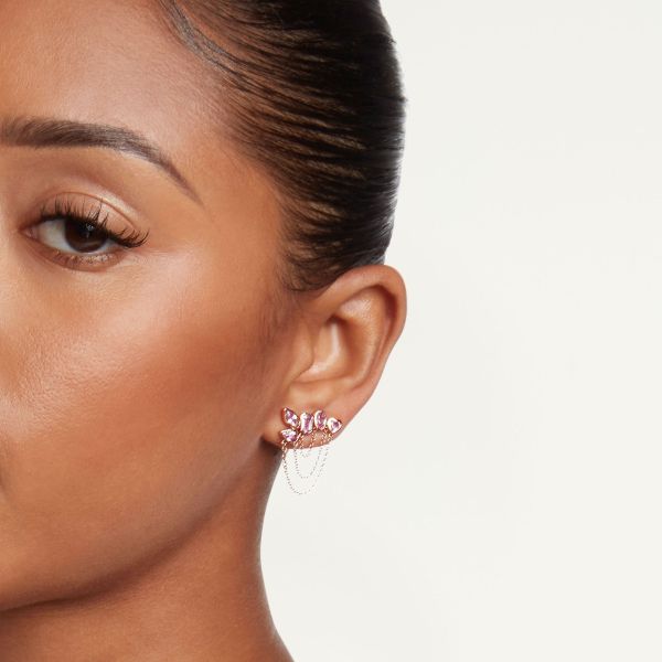 READY TO SHIP PINK SAPPHIRE MIXED DUO CHAIN LINK STUD