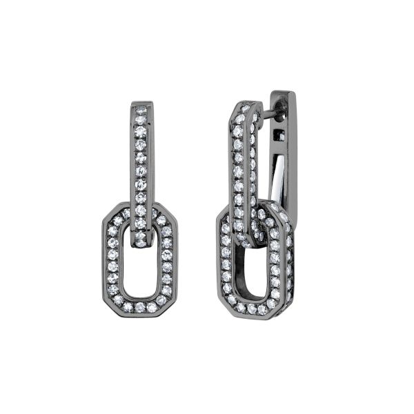 DIAMOND 3 IN 1 PAVE GRADUAL DECO LINK DROP EARRINGS