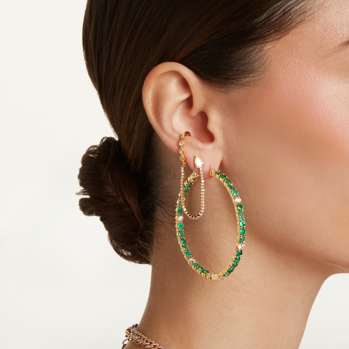 EMERALD & DIAMOND LARGE INSIDE OUT HOOPS