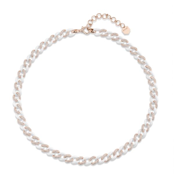 DIAMOND & CERAMIC ALTERNATING MEDIUM LINK NECKLACE