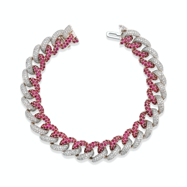 RUBY & DIAMOND PAVE TWO-TONE ESSENTIAL LINK BRACELET