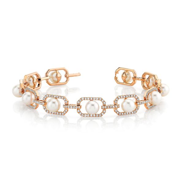 CAGED PEARL & DIAMOND BRACELET