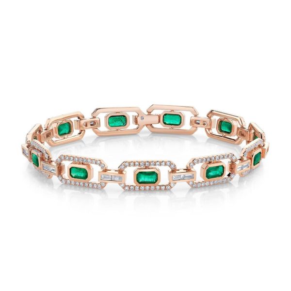 EMERALD & DIAMOND HALO LINK BRACELET