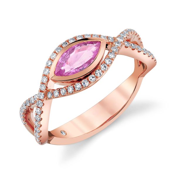 PINK SAPPHIRE MARQUISE PAVE VINE RING