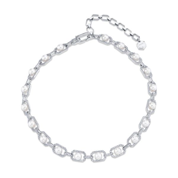 CAGED PEARL & DIAMOND CUT-OUT CHOKER