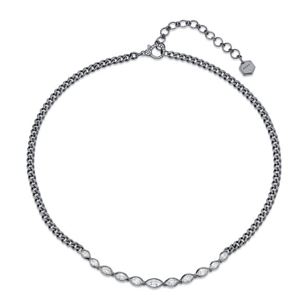 DIAMOND MARQUISE BEZEL ID NECKLACE