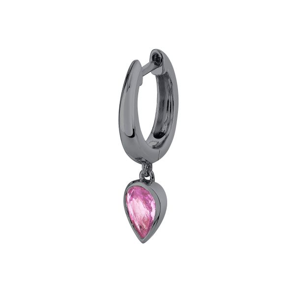 SINGLE PINK SAPPHIRE PEAR DROP HUGGIE