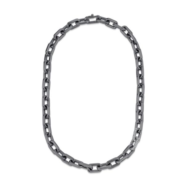 DIAMOND DOUBLE PAVE PAVE CABLE LINK NECKLACE