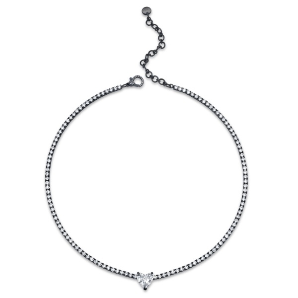 DIAMOND HEART BAGUETTE TENNIS NECKLACE