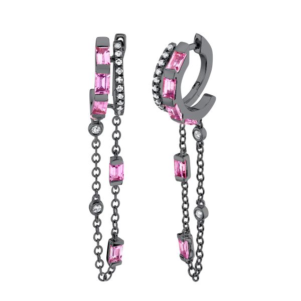 PINK SAPPHIRE DOUBLE MIXED FRINGE HUGGIES