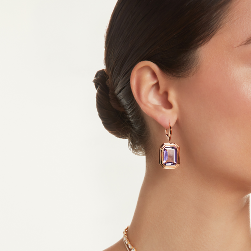 READY TO SHIP AMETHYST PORTRAIT STEP EARRINGS