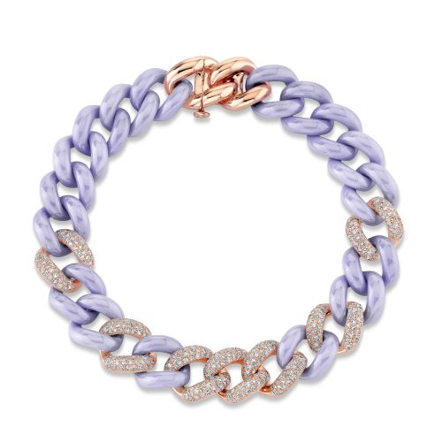 DIAMOND 7 PAVE & LAVENDER CERAMIC ESSENTIAL LINK BRACELET