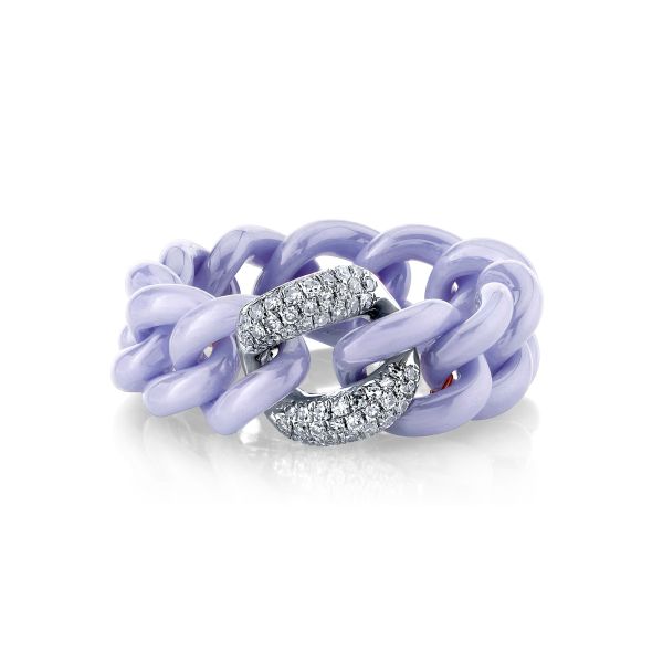 SINGLE PAVE LAVENDER CERAMIC MEDIUM LINK RING