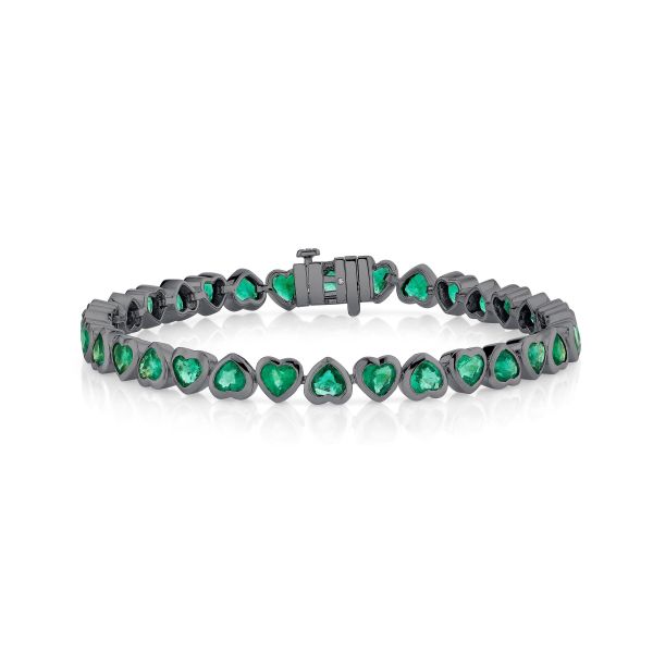 EMERALD BEZEL HEART TENNIS BRACELET