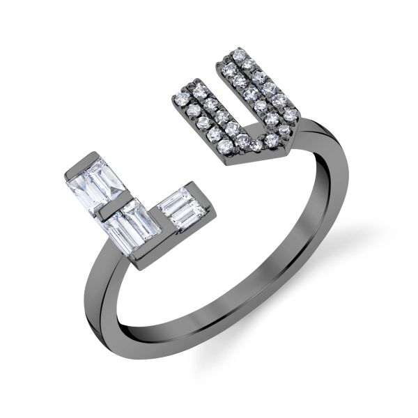 MIXED DIAMOND PERSONALIZED FLOATING INITIALS RING