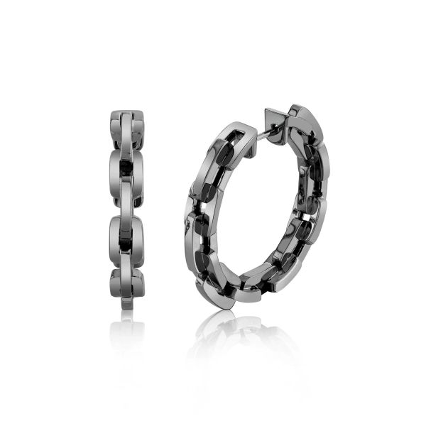 SOLID GOLD MINI DECO LINK HOOPS