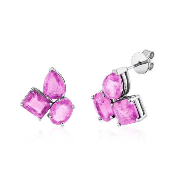 PINK SAPPHIRE OMBRE TRIPLE GEM STUDS