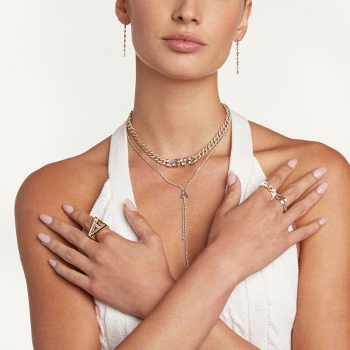 DIAMOND BAGUETTE PERSONALIZED 4 LETTER MEDIUM LINK NECKLACE