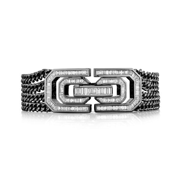 DIAMOND BAGUETTE DECO LOCK LINK BRACELET