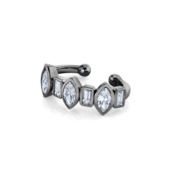 MIXED DIAMOND BEZEL EAR CUFF