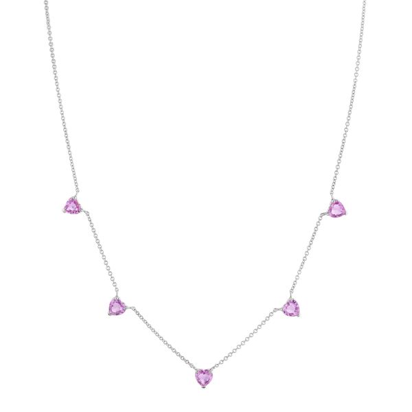PINK SAPPHIRE 5 HEART NECKLACE