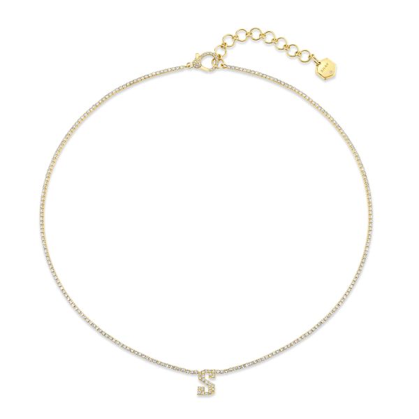 DIAMOND PAVE PERSONALIZED INITIAL THREADS NECKLACE