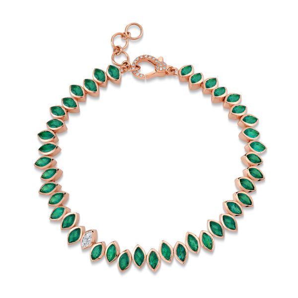 EMERALD & DIAMOND STAGGERED MARQUISE BRACELET