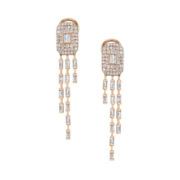 READY TO SHIP WATERFALL BAGUETTE DROP EARRINGS