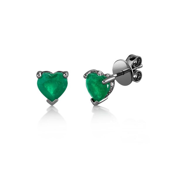 EMERALD HEART HALO STUDS