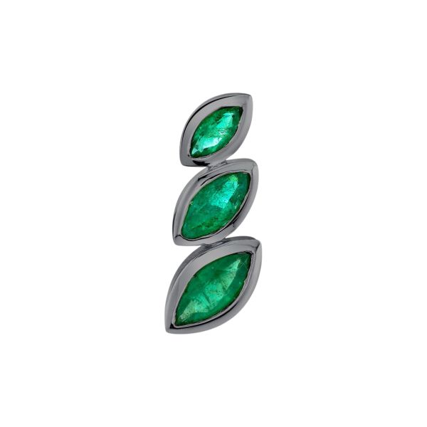 EMERALD STACKED MARQUISE EAR STUD