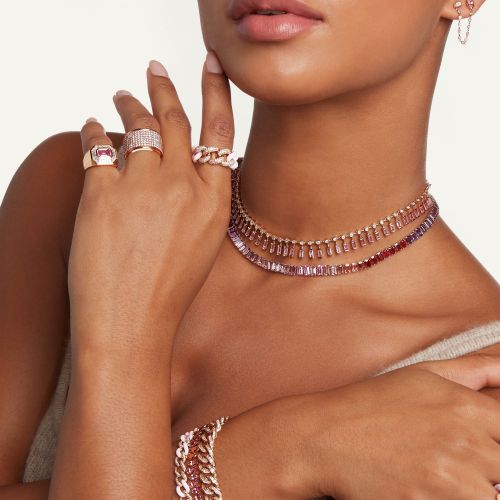 DIAMOND & PINK SAPPHIRE "I LOVE YOU" SPINNER RING