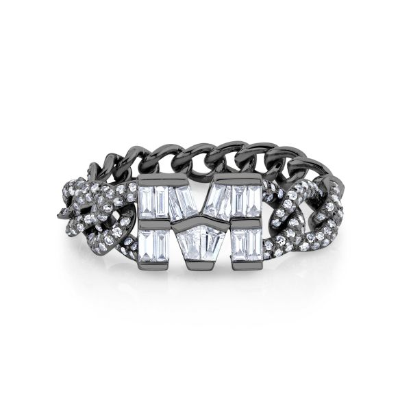 DIAMOND BAGUETTE PERSONALIZED INITIAL GRADUAL LINK RING