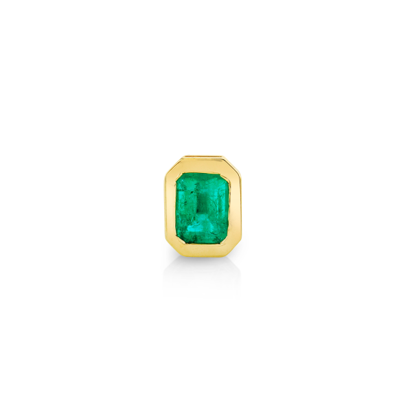 SINGLE EMERALD BEZEL SET STUD