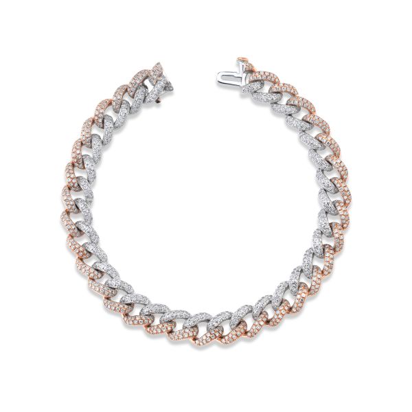 DIAMOND TWO-TONE MEDIUM PAVE LINK BRACELET