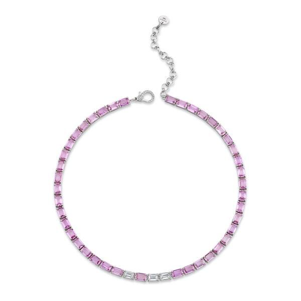PINK SAPPHIRE & DIAMOND TENNIS NECKLACE