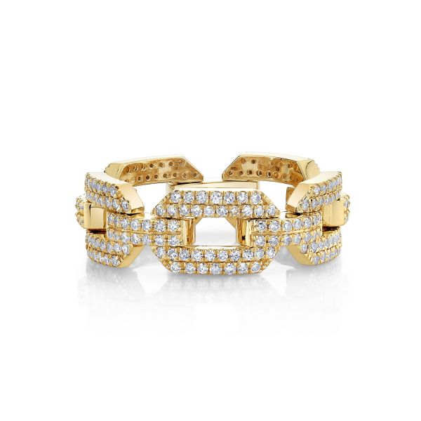 DIAMOND PAVE FLAT GEO LINK RING